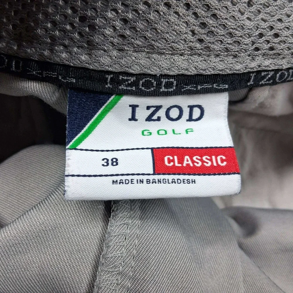 IZOD Golf Classic Mens Gray Performance Cargo Shorts Size 38 Flat Front Utility